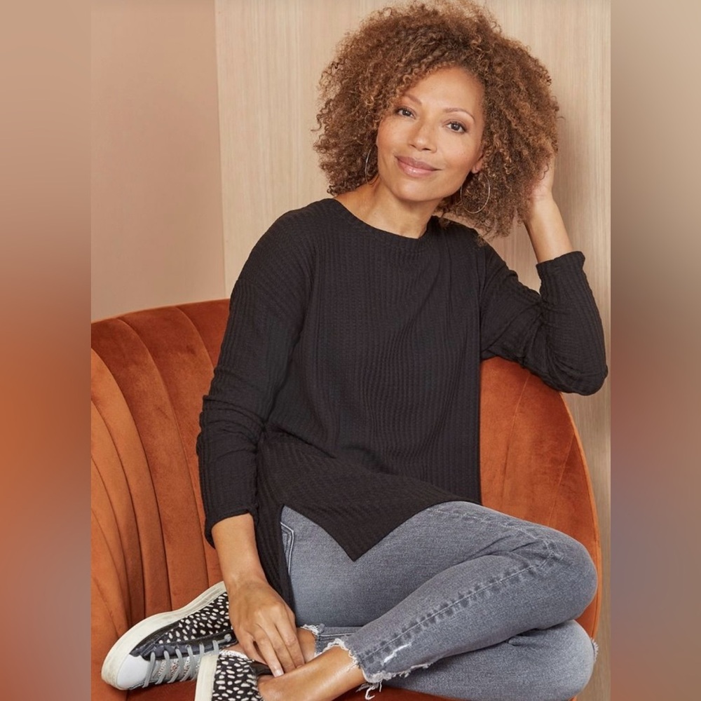 Sanctuary Mina Waffle Tunic Black Top